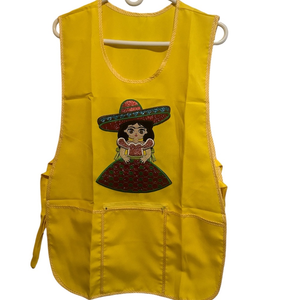 Apron La Mexicanita  Women Classic Embroidered Mexican Artisan One Size